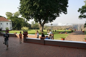 Victoria Falls Hotel with view of Victoria Falls in distance